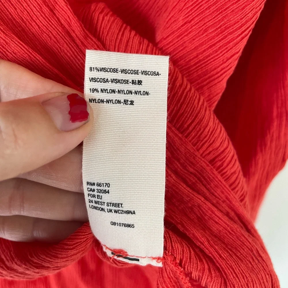 Free People S Red Gauzy Wrap Check On It Blouse Top - Picture 6 of 12